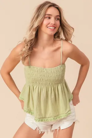 Hazel Blues® |  BiBi Fringed Hem Smocked Cami