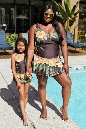 Hazel Blues® | Clear Waters Swim Dress in Aloha Brown: Adult
