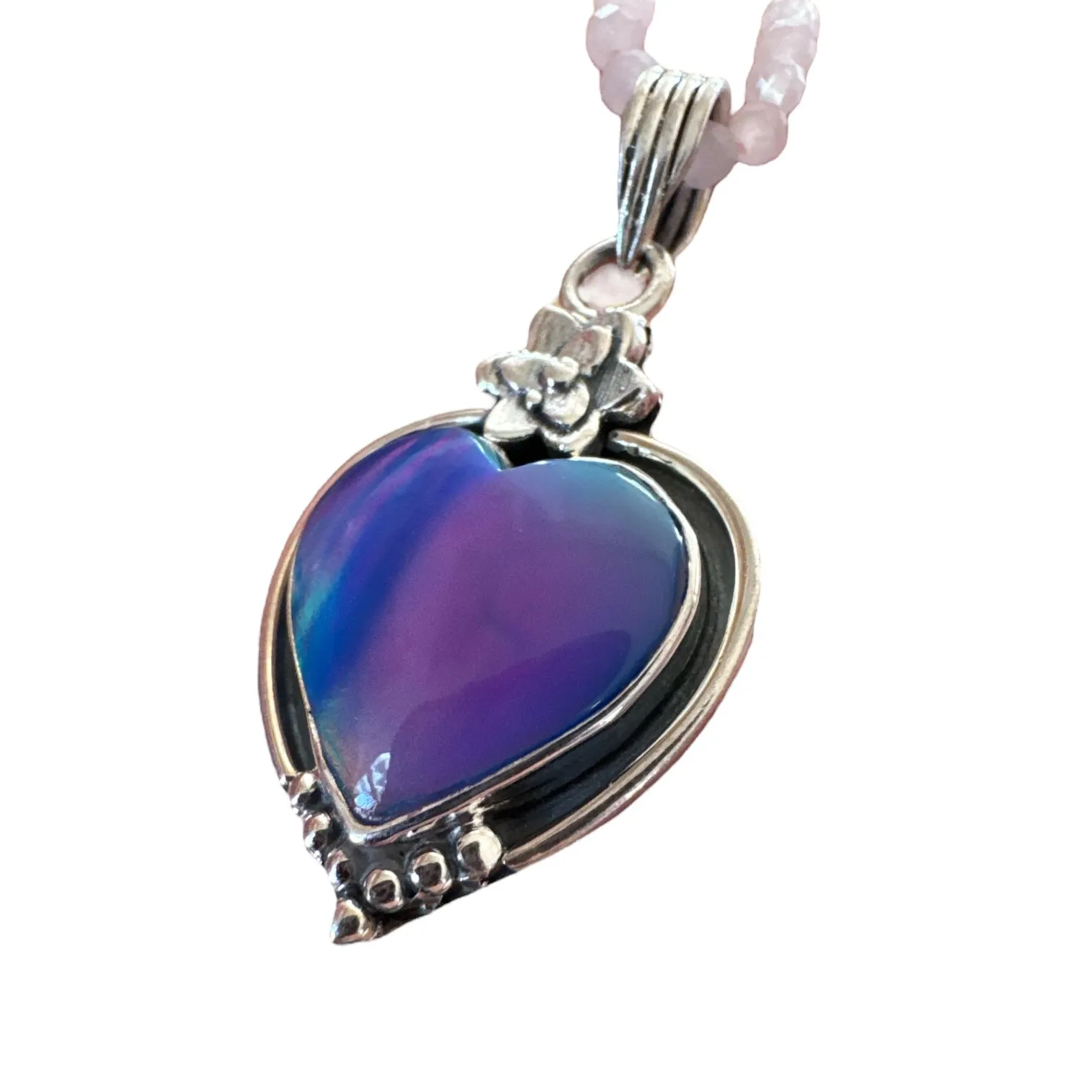 HEART Aurora Opal Solid 925 Sterling Silver Pendant Necklace