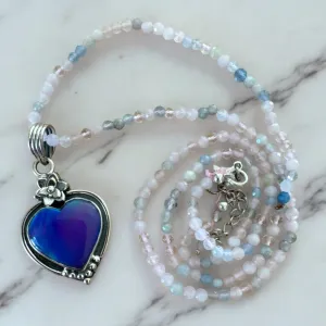 HEART Aurora Opal Solid 925 Sterling Silver Pendant Necklace