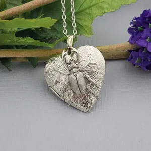 Heart Silver Beetle Keepsake Photo Locket Vintage Jewelry Gift for Her Locket Necklace .