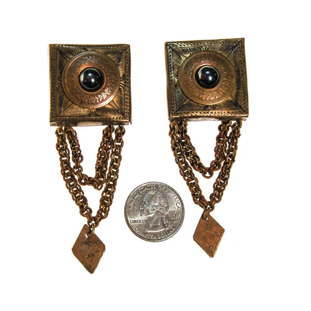 Huge Brass Stamped Statement Earrings