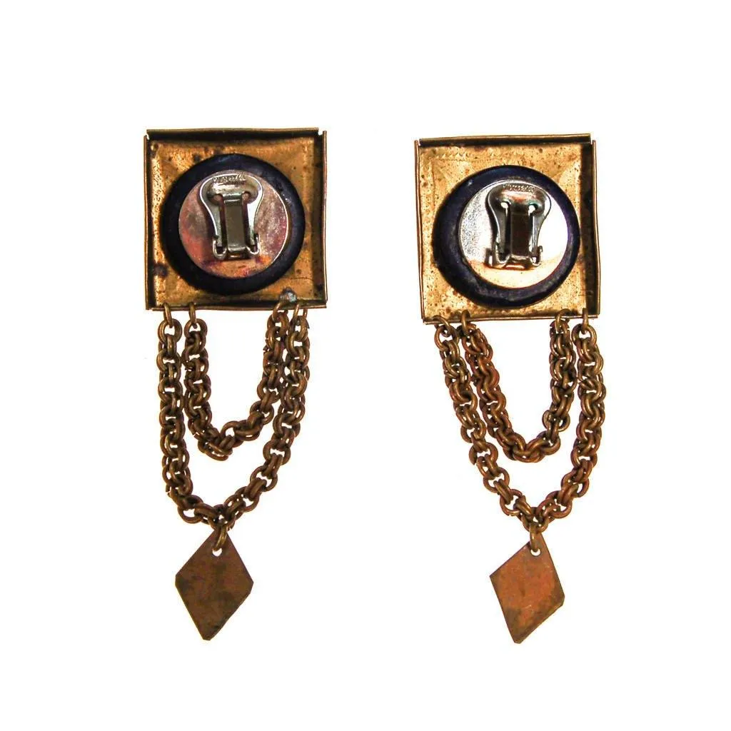 Huge Brass Stamped Statement Earrings