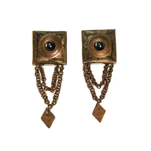 Huge Brass Stamped Statement Earrings