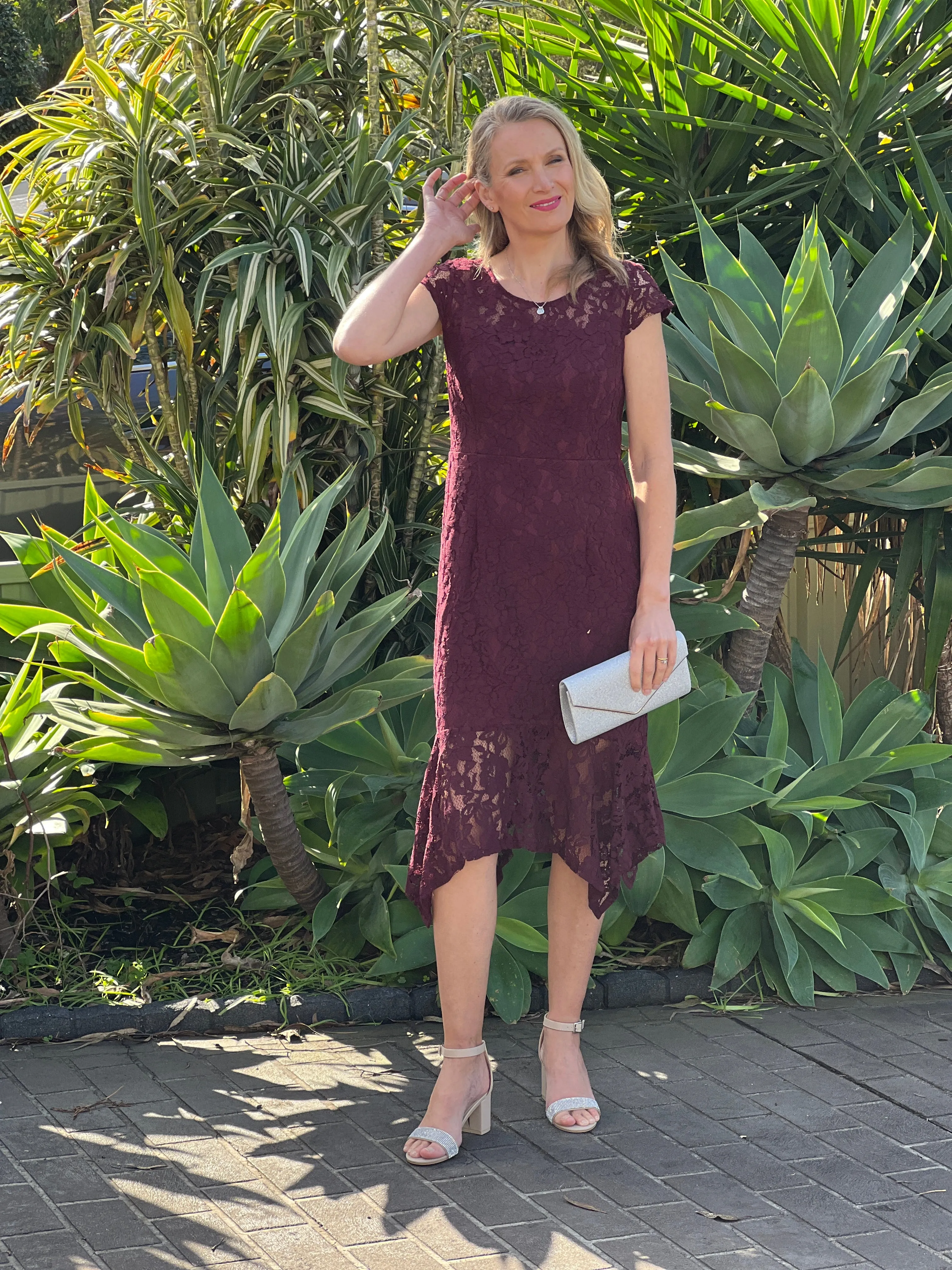 Indy Burgundy Lace Dress