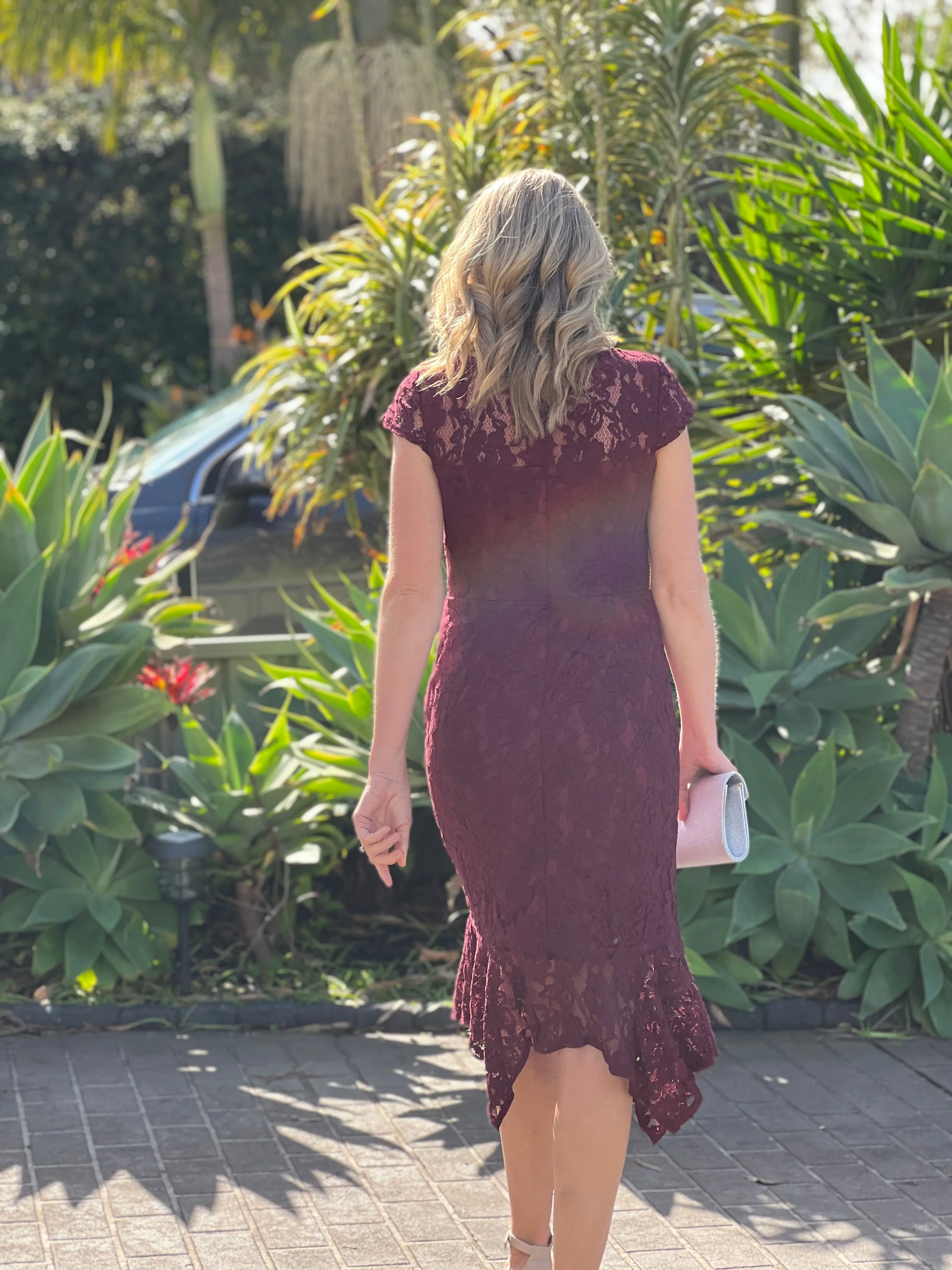 Indy Burgundy Lace Dress