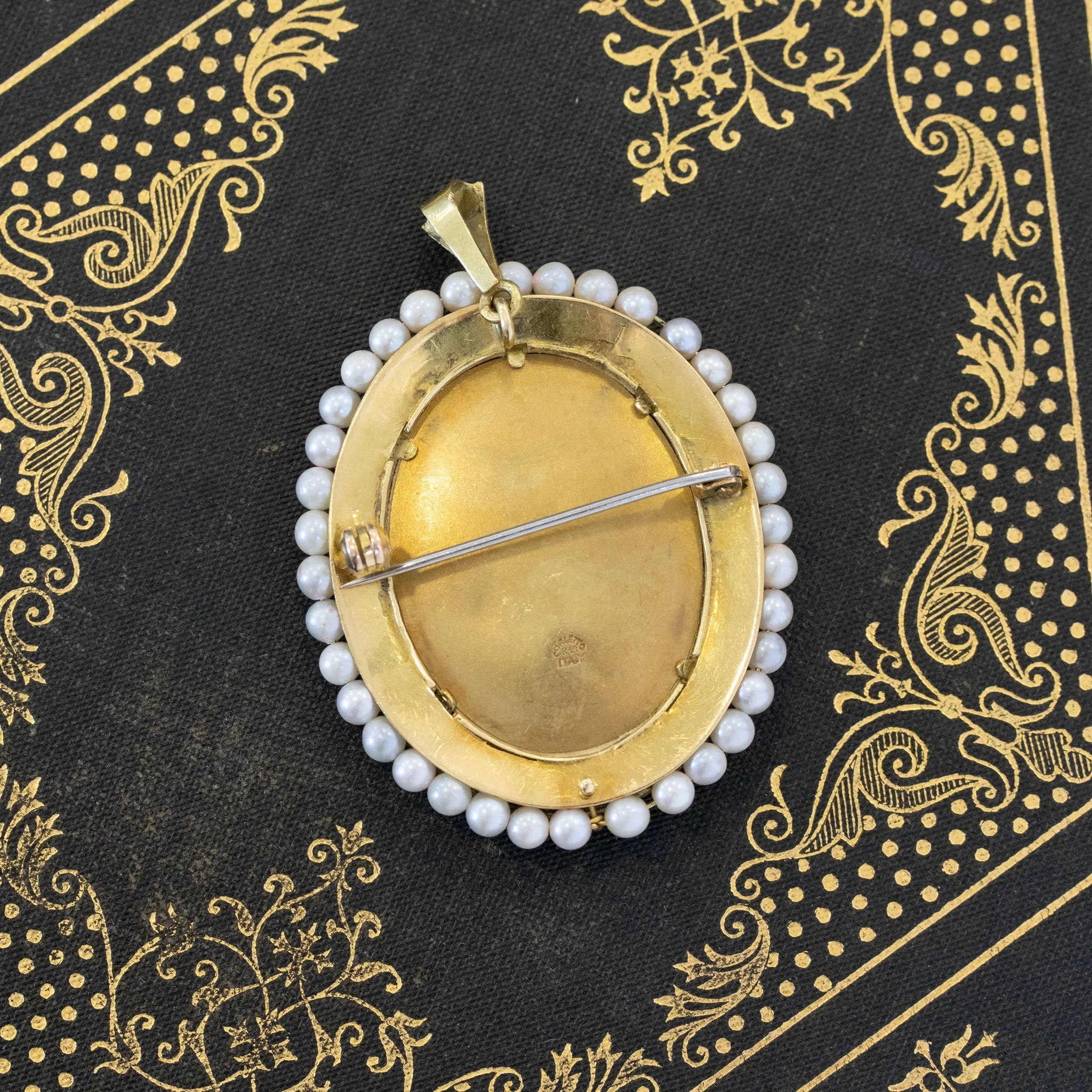 Italian Lady Portrait Pearl Brooch/Pendant By Corletto