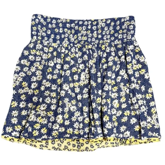 J. Jill Womens Floral Double Layer High Smock Waist A-line Fit/ Flare Mini Skirt