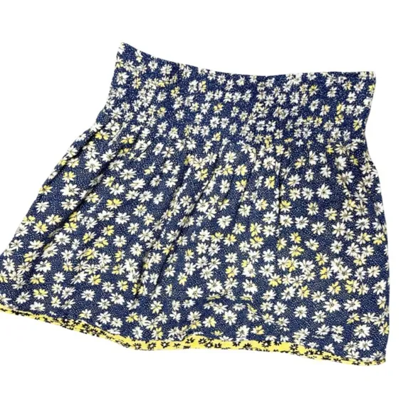 J. Jill Womens Floral Double Layer High Smock Waist A-line Fit/ Flare Mini Skirt