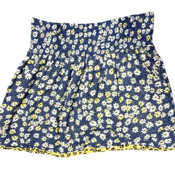 J. Jill Womens Floral Double Layer High Smock Waist A-line Fit/ Flare Mini Skirt