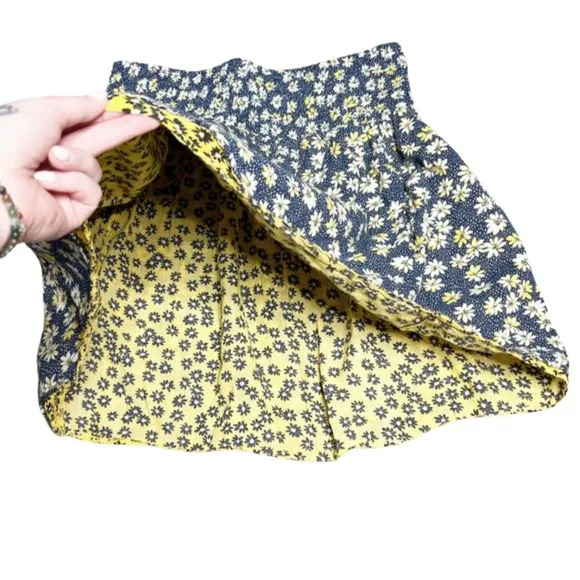 J. Jill Womens Floral Double Layer High Smock Waist A-line Fit/ Flare Mini Skirt