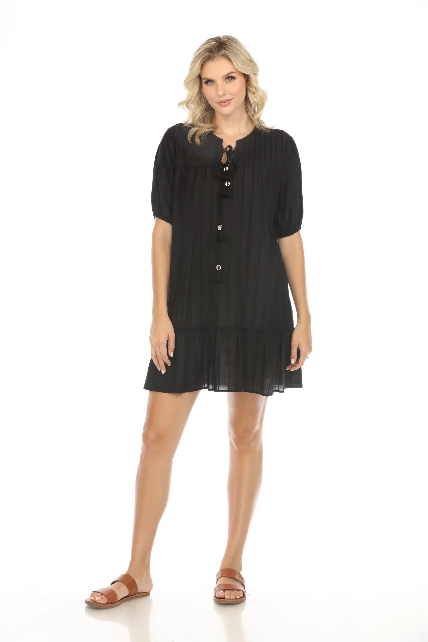 Johnny Was Calme Pleated Yoke Mini Dress O31111 Boho Chic *