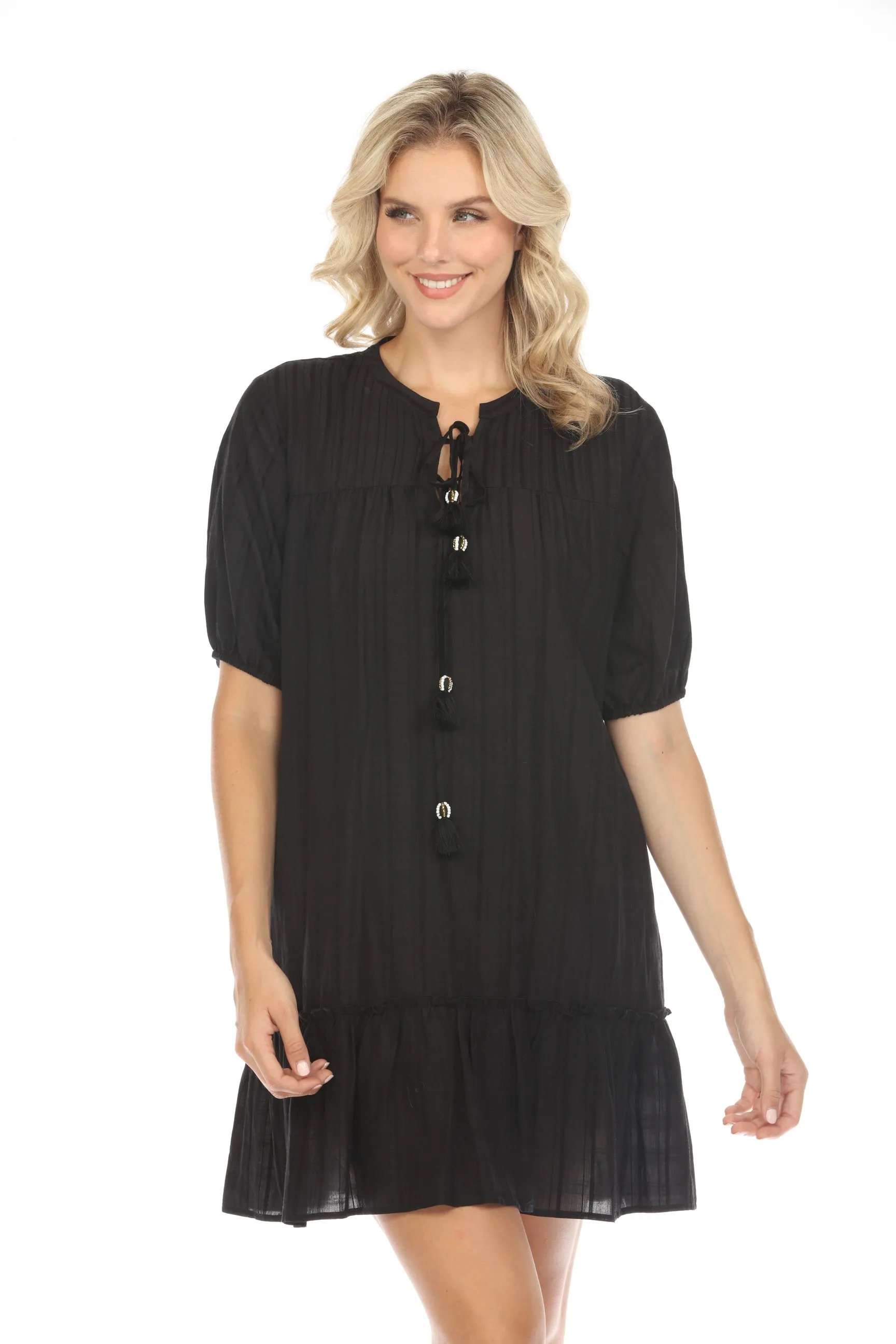 Johnny Was Calme Pleated Yoke Mini Dress O31111 Boho Chic *