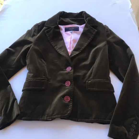 Juicy Couture Jean Blazer Vintage Y2K Medium Green Velvet Academic Clueless Rare