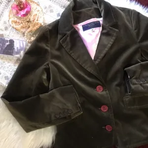 Juicy Couture Jean Blazer Vintage Y2K Medium Green Velvet Academic Clueless Rare