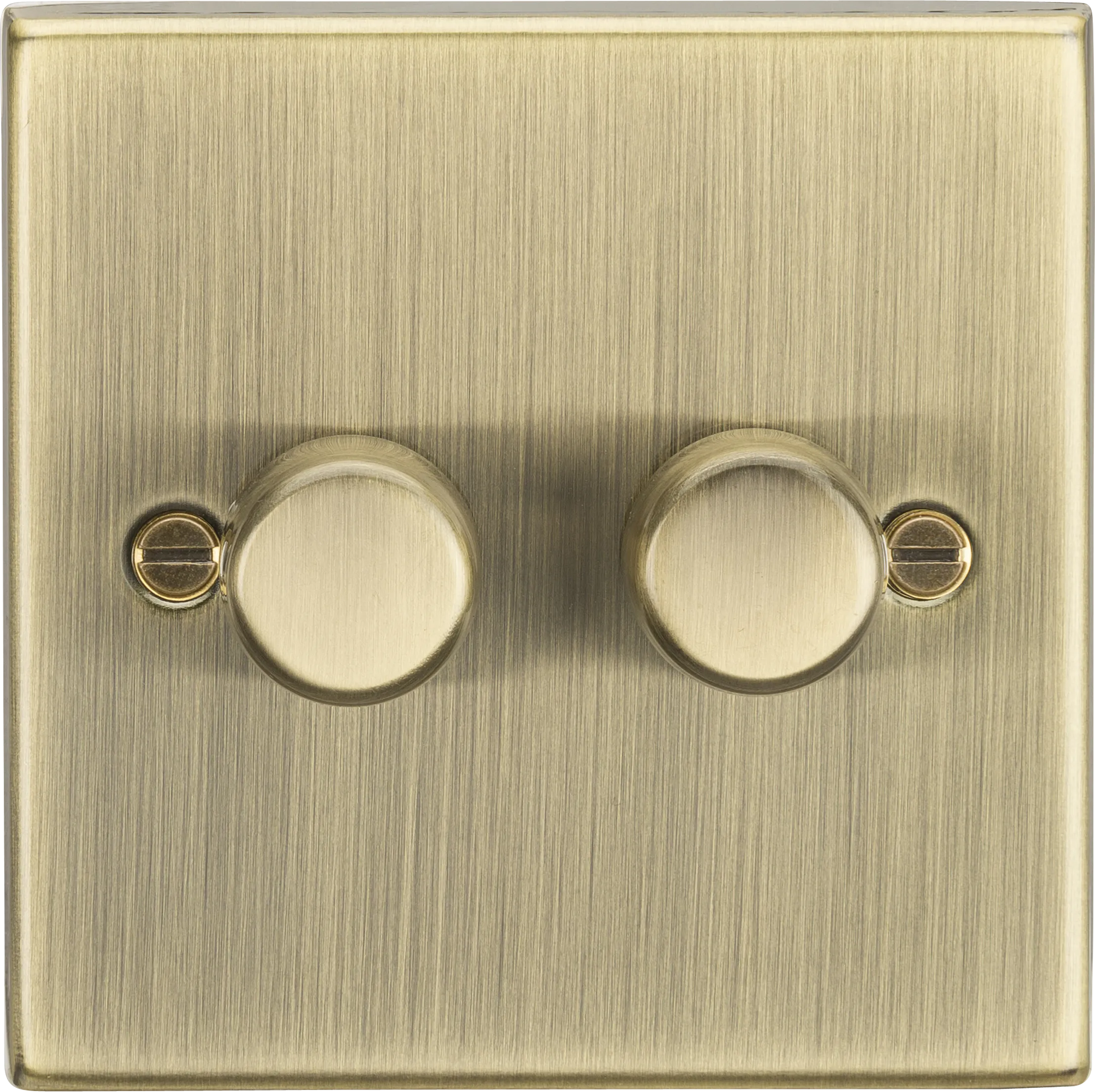 Knightsbridge CS2182AB Square Edge 2G 2 Way 10-200W Trailing Edge Dimmer - Antique Brass