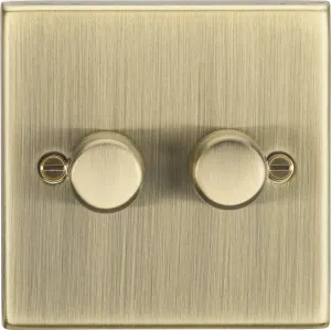 Knightsbridge CS2182AB Square Edge 2G 2 Way 10-200W Trailing Edge Dimmer - Antique Brass