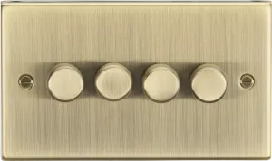 Knightsbridge CS2184AB Square Edge 4G 2 Way 10-200W Trailing Edge Dimmer - Antique Brass