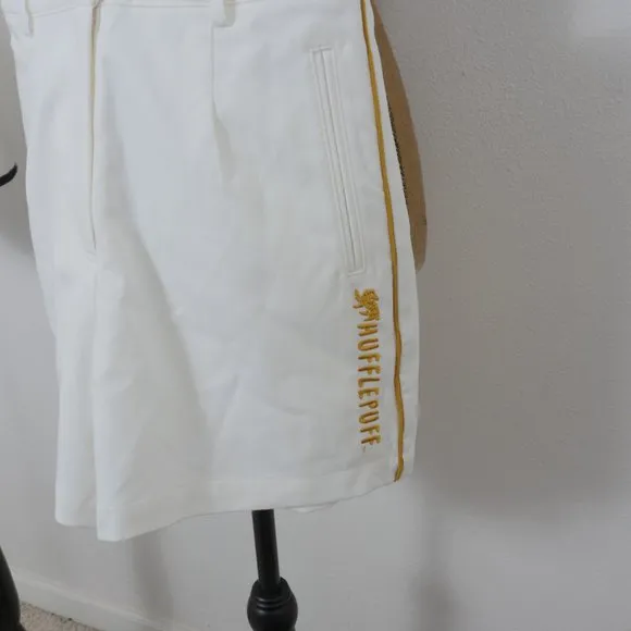 KYOUKO Harry Potter White Cotton High Waist Gold Pin Stripe Size Small Shorts