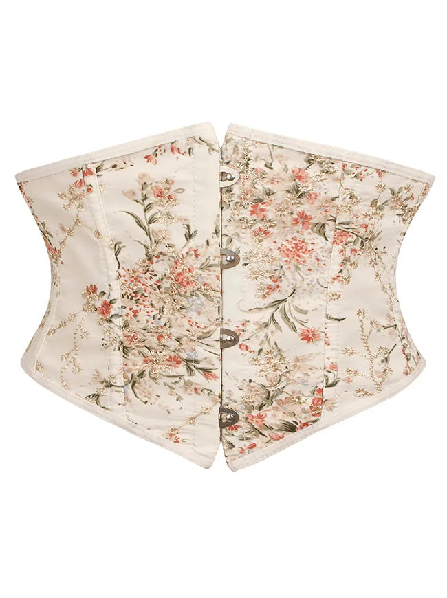 Lace Up Floral Embroidered Corset Belt Wide Waistband