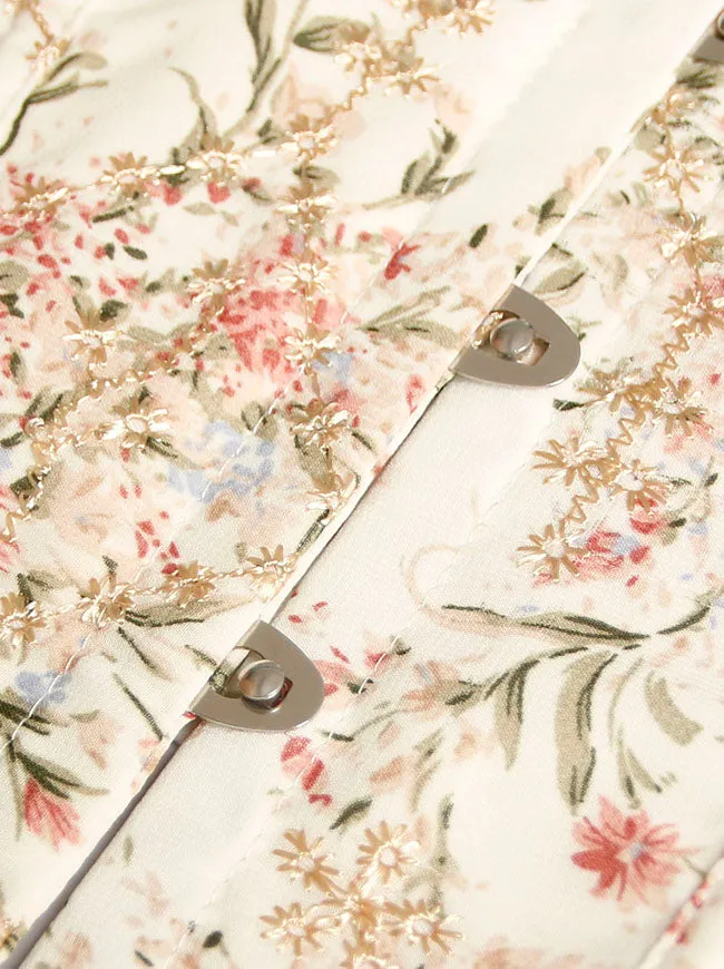 Lace Up Floral Embroidered Corset Belt Wide Waistband
