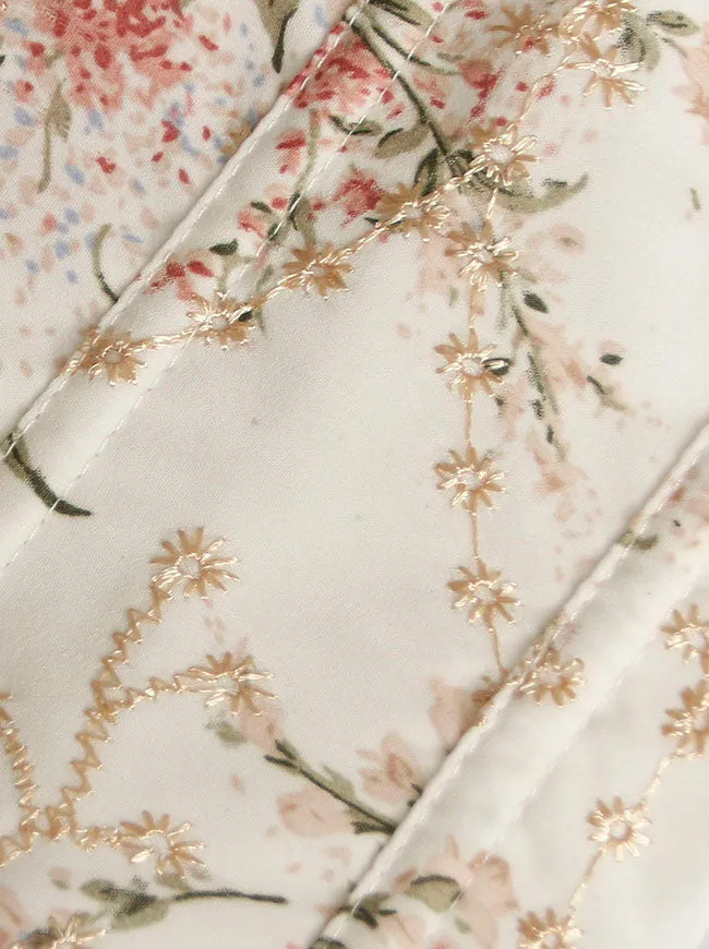 Lace Up Floral Embroidered Corset Belt Wide Waistband