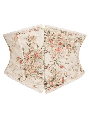 Lace Up Floral Embroidered Corset Belt Wide Waistband