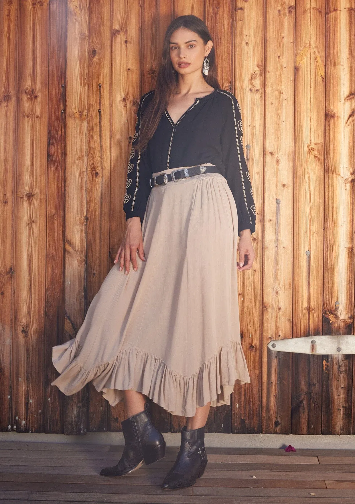 Lainey Ruffle Maxi Skirt