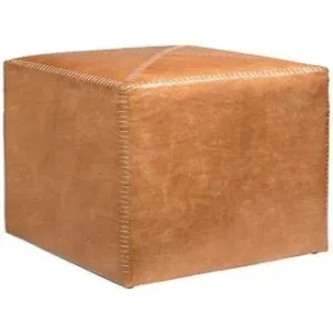 Large Buff Leather Ottoman - Jamie Young