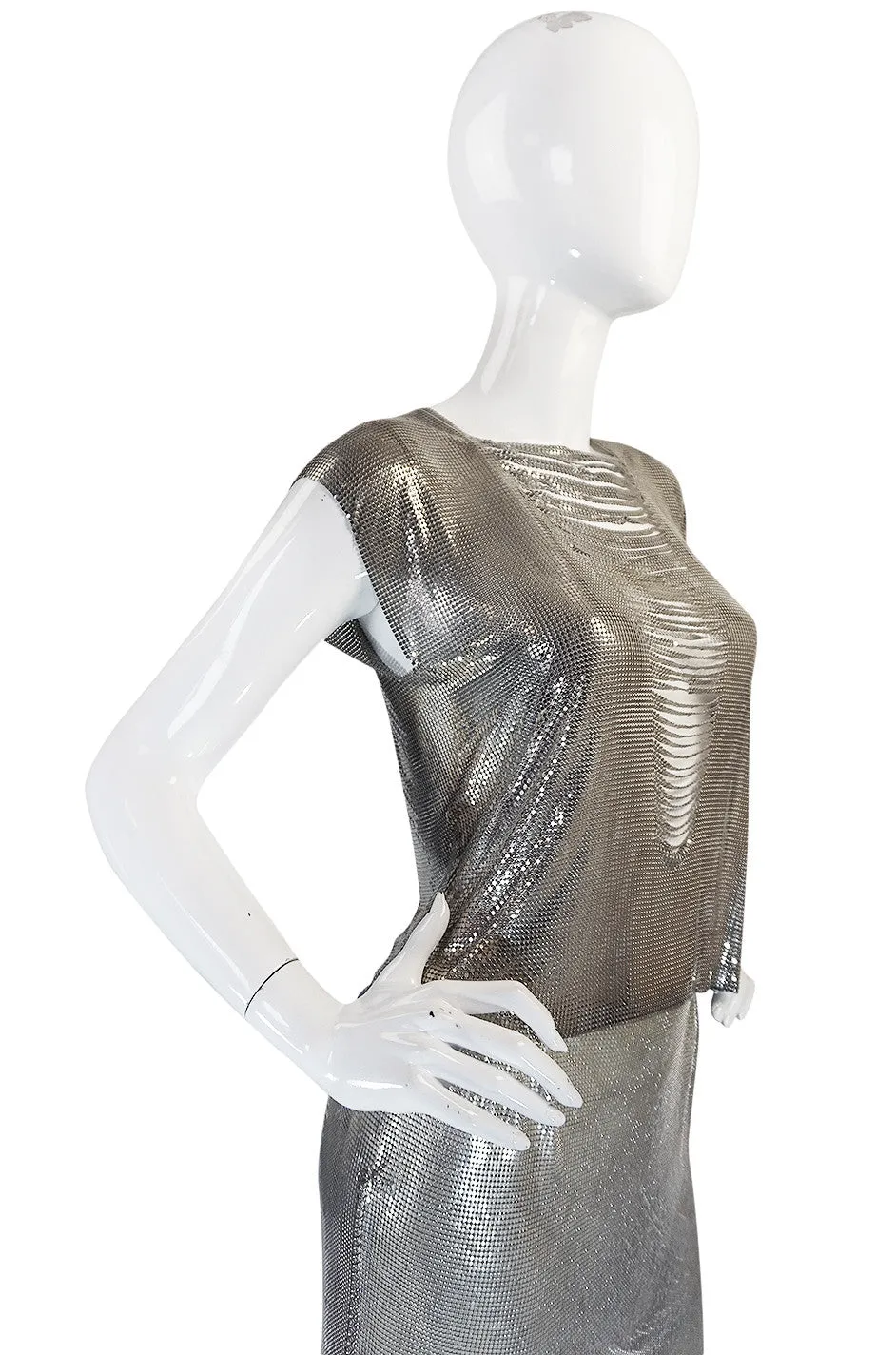 Late 1980s Paco Rabanne Silver Metal Mesh Set