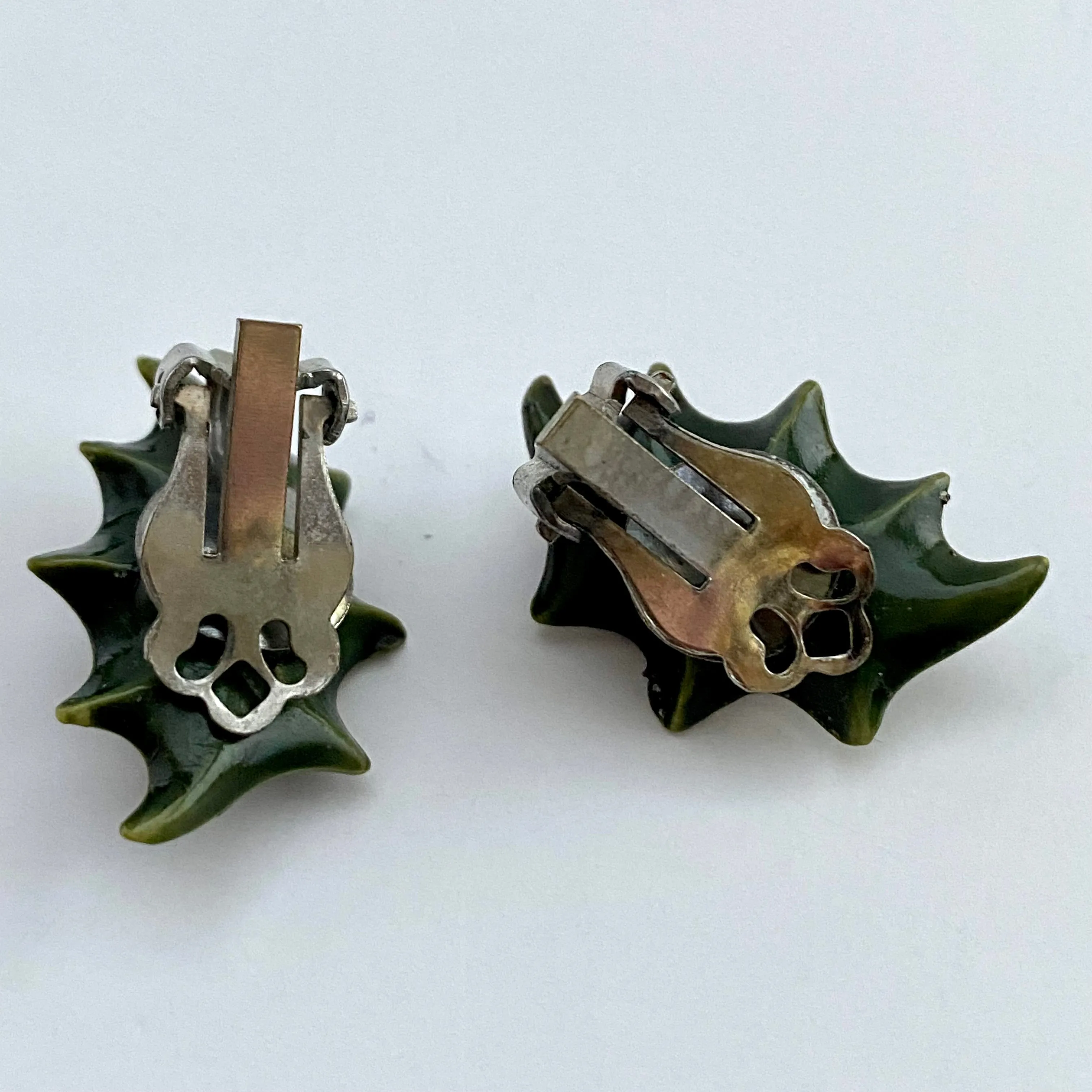 Late 50s/ Early 60s Holly Clip Earrings