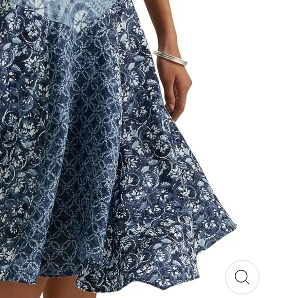 Lauren Ralph Lauren Handkerchief Midi Dress Linen Patchwork Resort Vacat…
