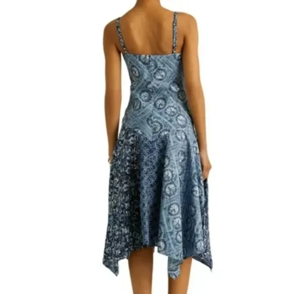 Lauren Ralph Lauren Handkerchief Midi Dress Linen Patchwork Resort Vacat…