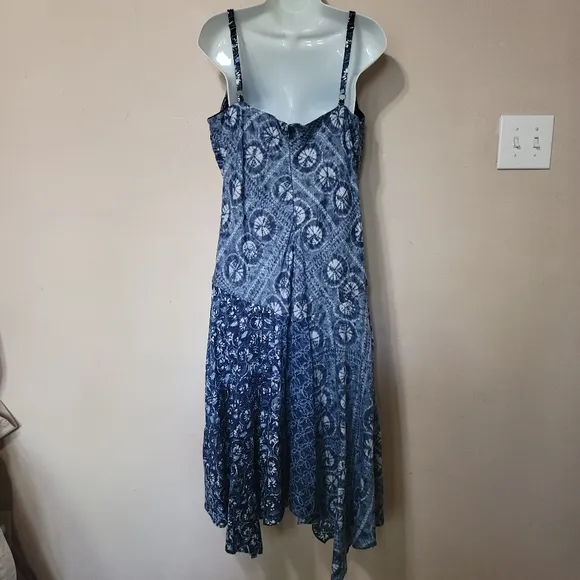 Lauren Ralph Lauren Handkerchief Midi Dress Linen Patchwork Resort Vacat…