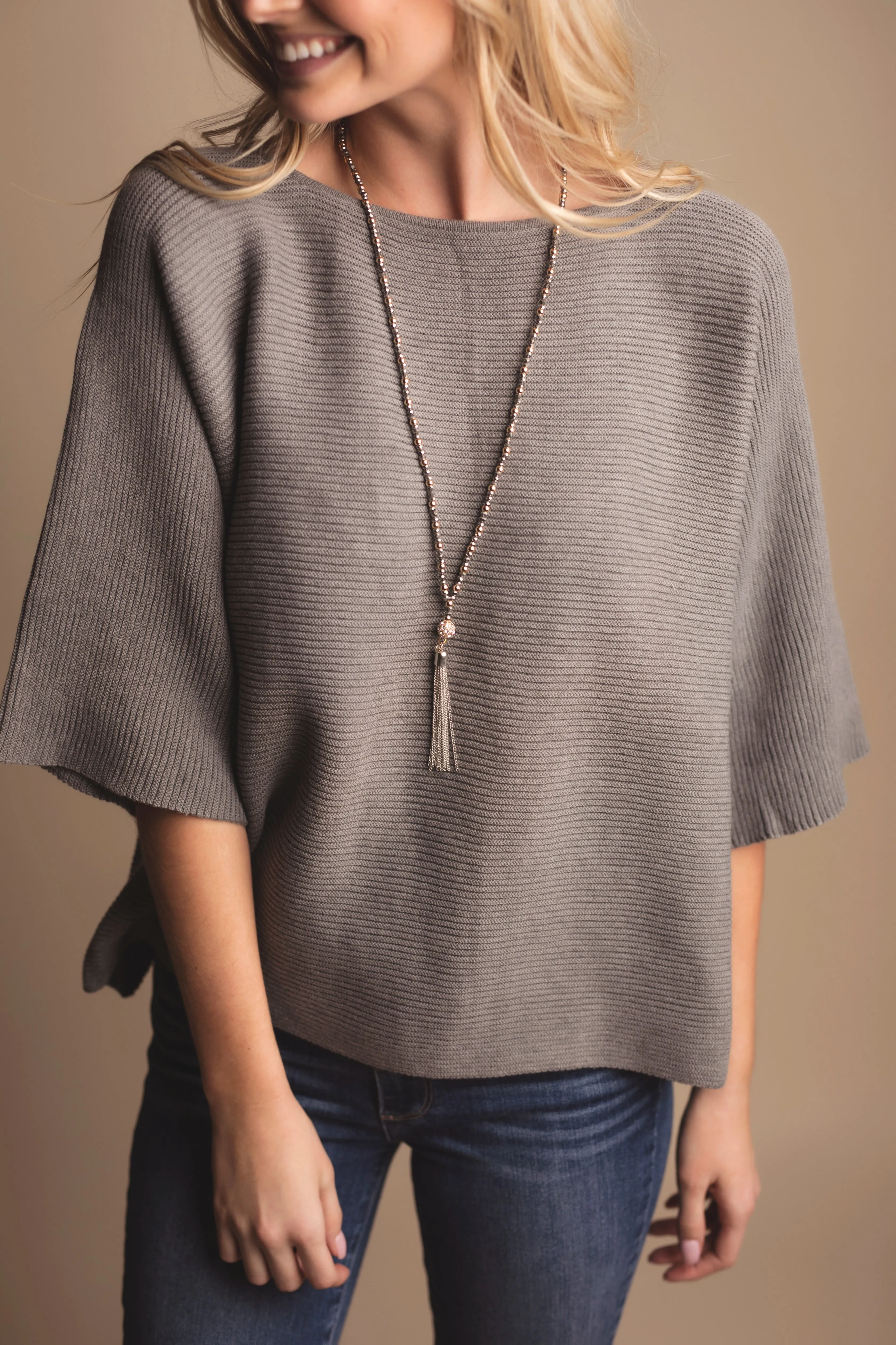 Leah Beaded Chain Tassel Lanyard Necklace (Gold)
