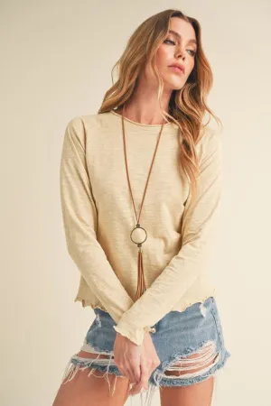 Lettuce Hem Cotton Tee in Oatmeal