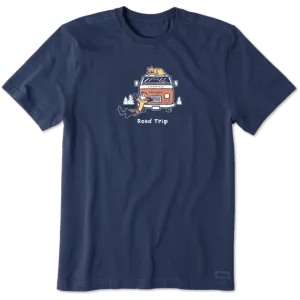 Life is Good VW "Road Trip" Men's Vintage Crusher T-shirt, Darkest Blue