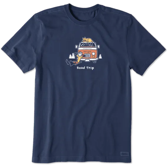 Life is Good VW "Road Trip" Men's Vintage Crusher T-shirt, Darkest Blue