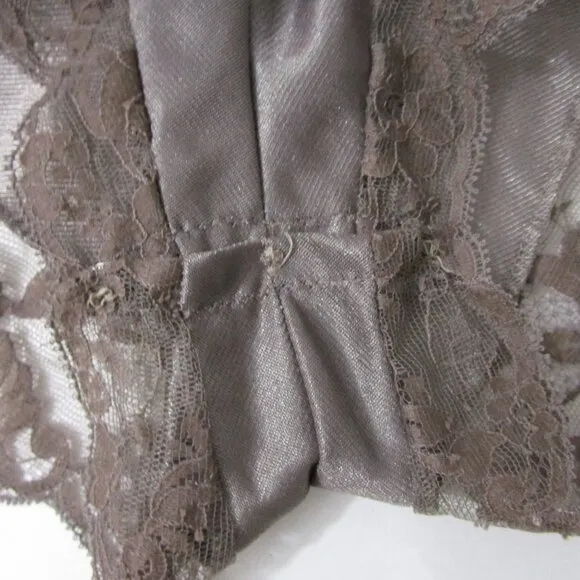 Lingerie Romper Teddy Logo Taupe Scallop Lace