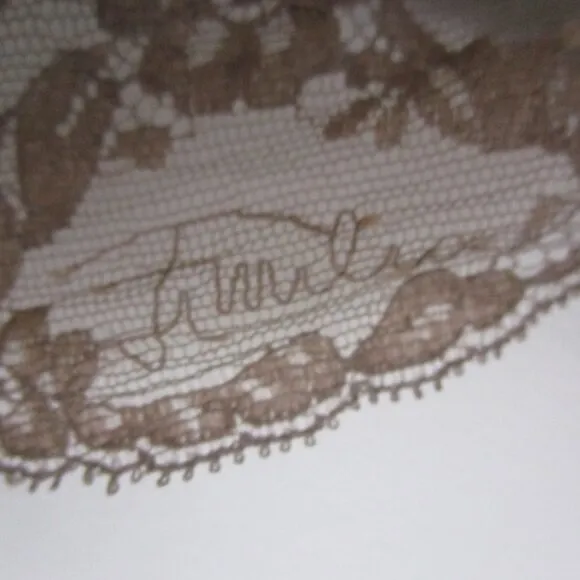 Lingerie Romper Teddy Logo Taupe Scallop Lace