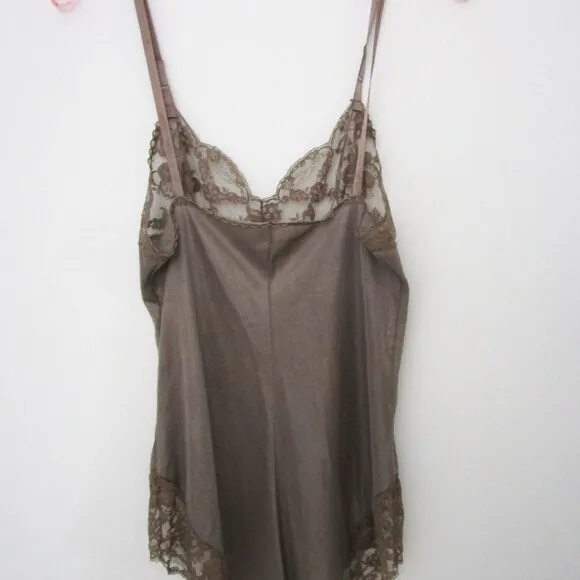 Lingerie Romper Teddy Logo Taupe Scallop Lace