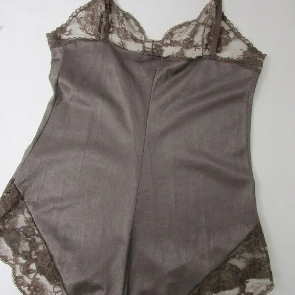 Lingerie Romper Teddy Logo Taupe Scallop Lace