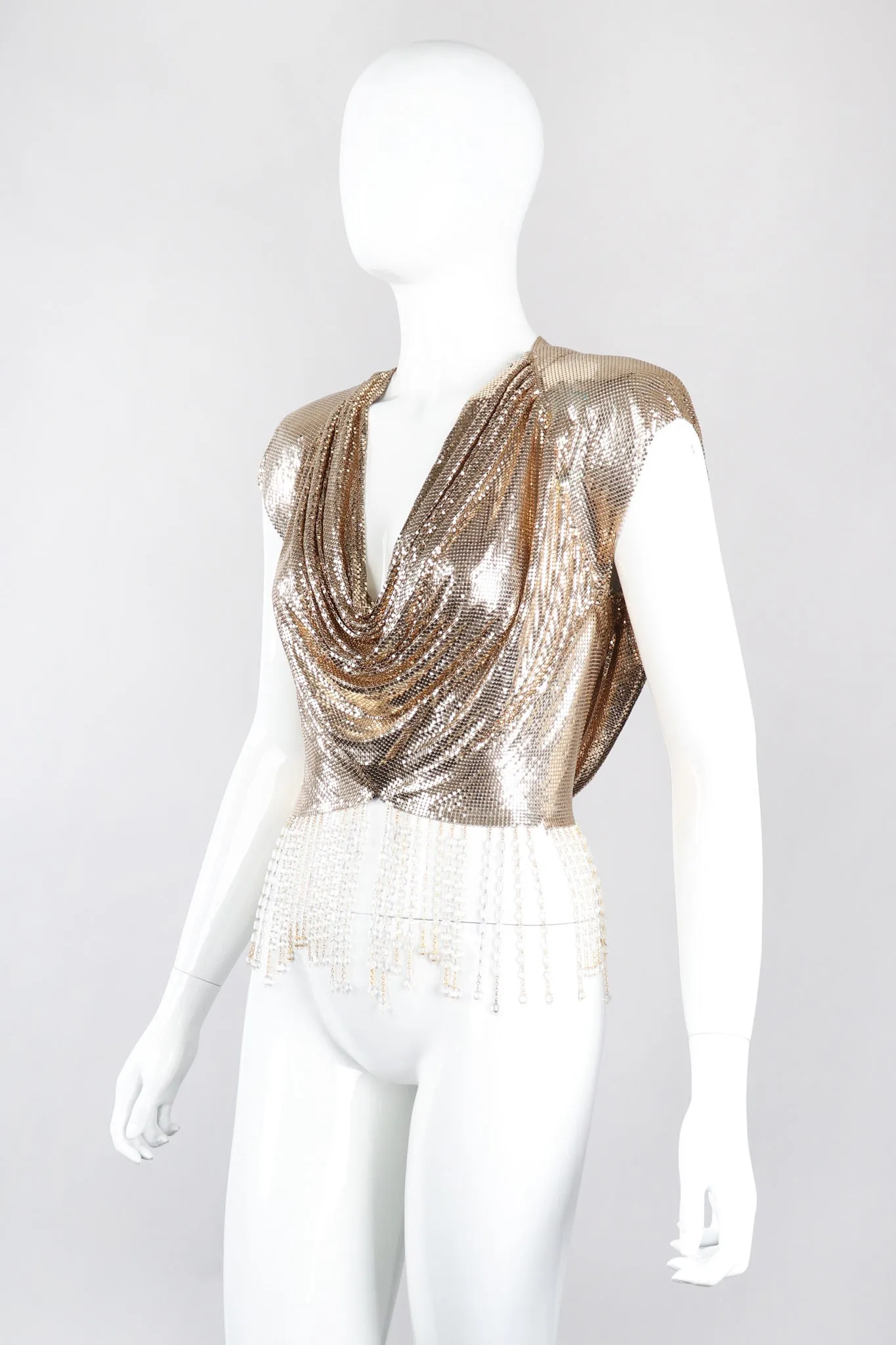 Liquid Gold Cowl Top & Skirt Set