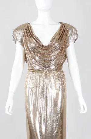 Liquid Gold Cowl Top & Skirt Set