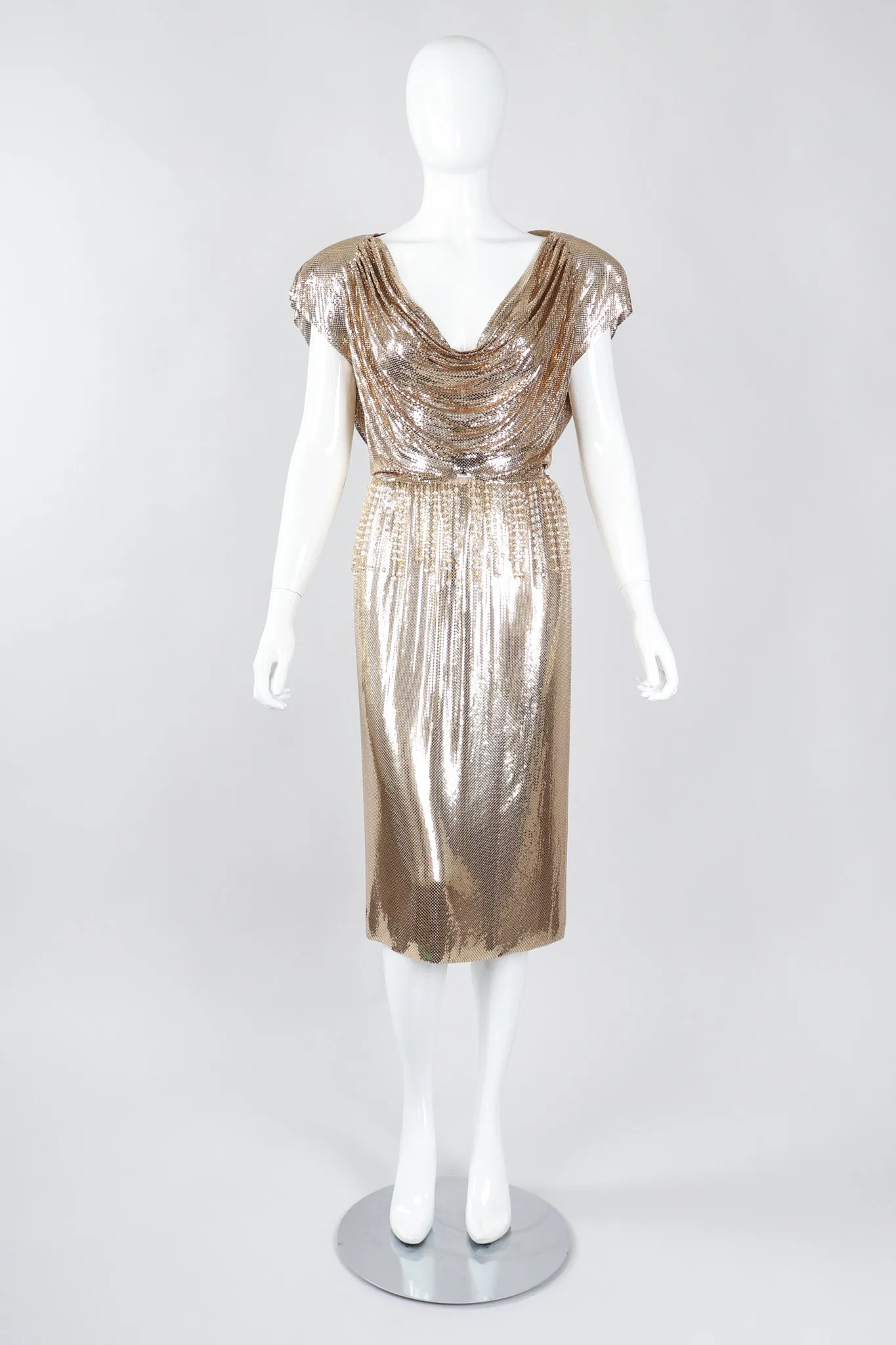 Liquid Gold Cowl Top & Skirt Set