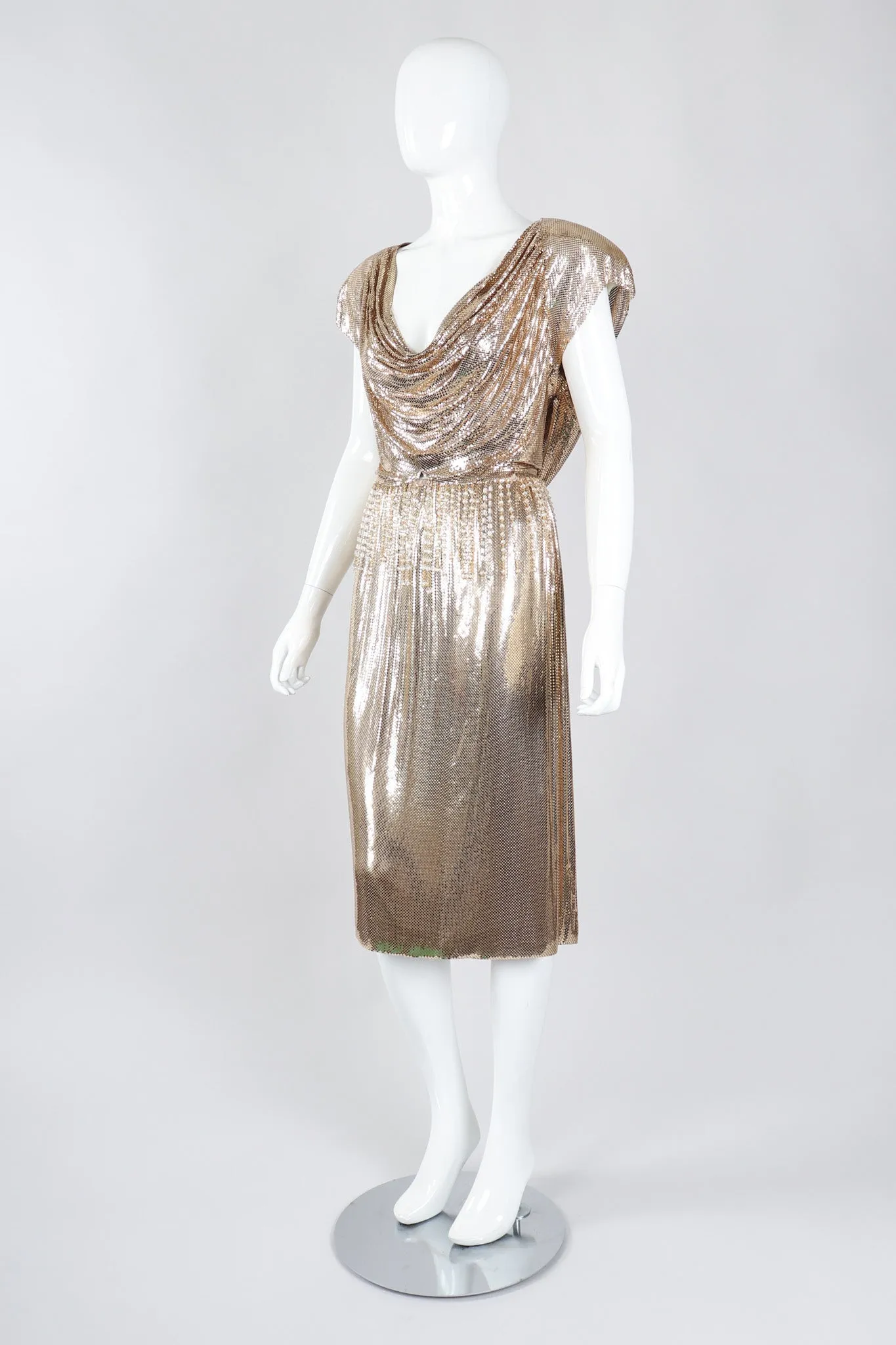 Liquid Gold Cowl Top & Skirt Set