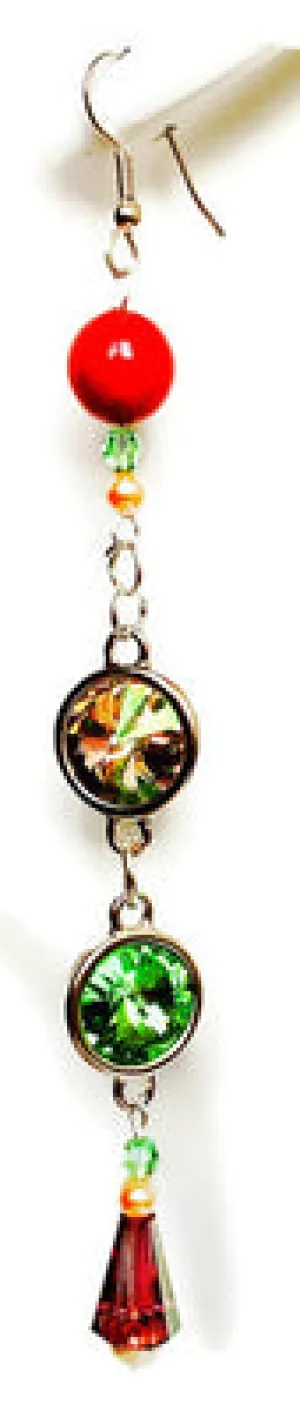 Long Dangling Crystal Earrings - Veggie Platter