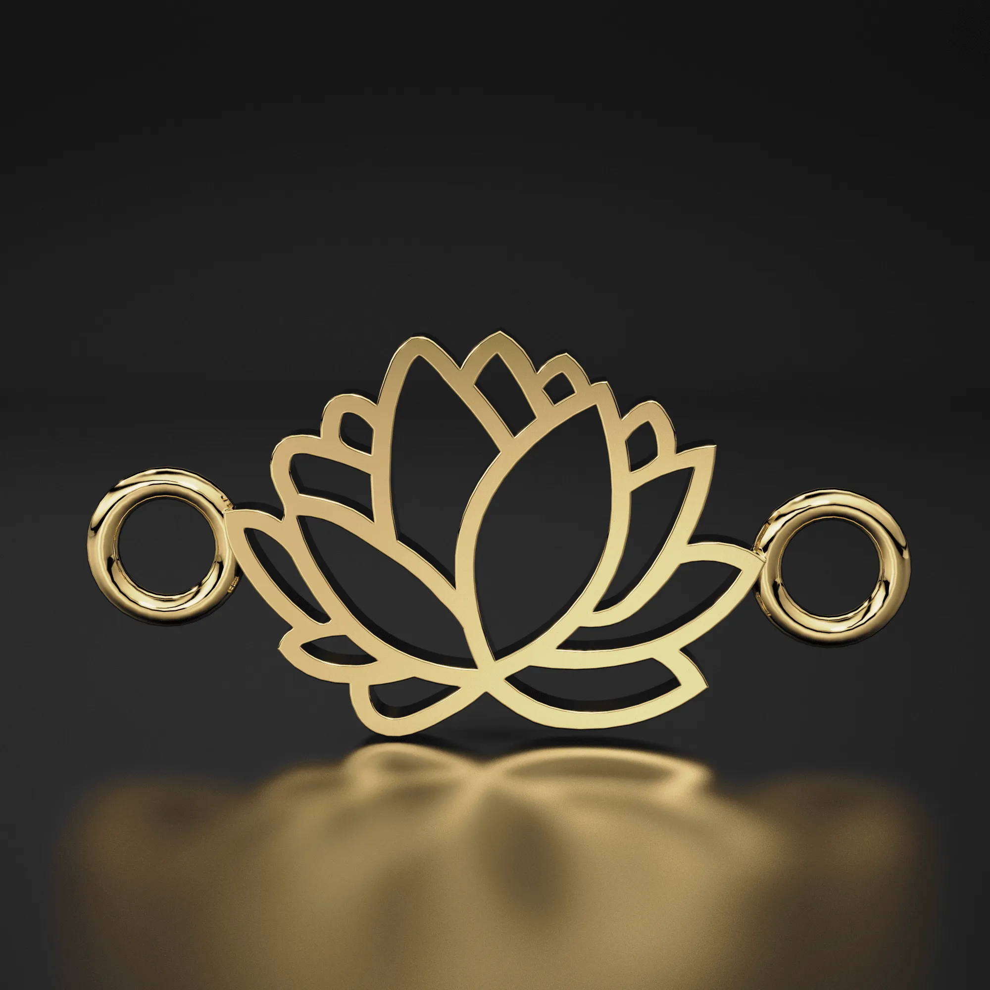 Lotus Connector / 14k 18k Solid Gold Lotus Necklace for Women / Necklace Gift / Gold Lotus Flower Connector / Simple Lotus Necklace