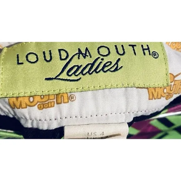 Loudmouth Ladies Skort Womens 4 Green Purple Geometric Skirt Golf Cotton Stretch