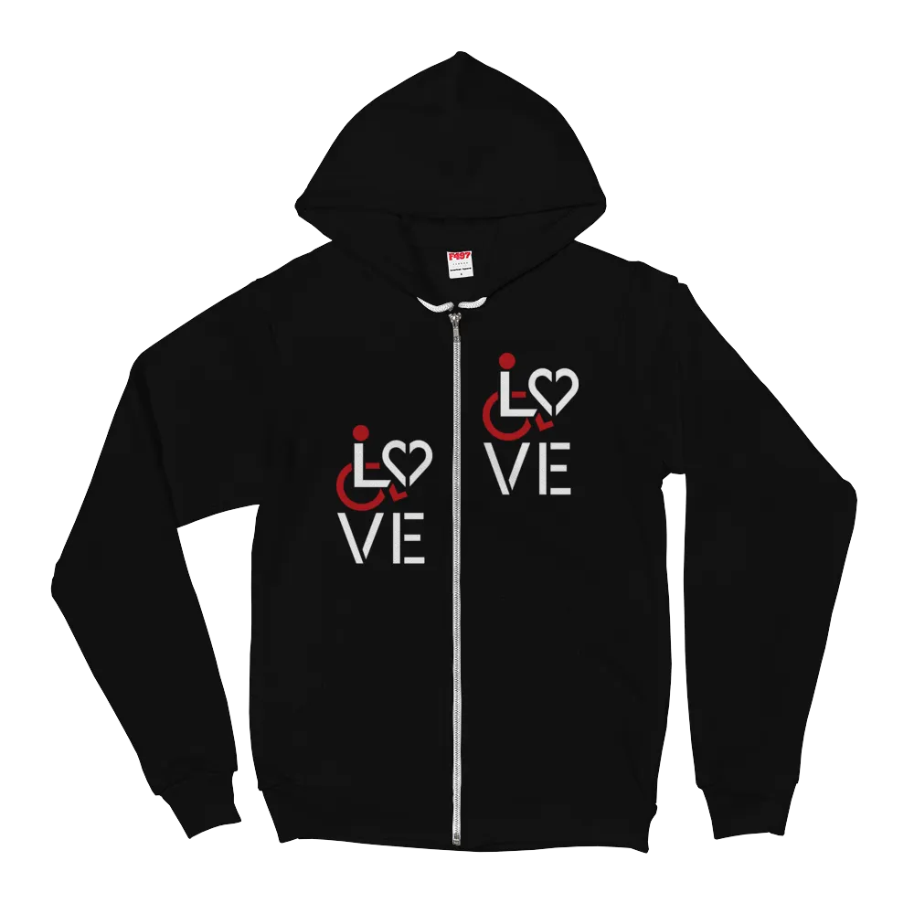 Love (for the Speical Needs Community) Zip-Up Hoodie Sweater (Fits Small)